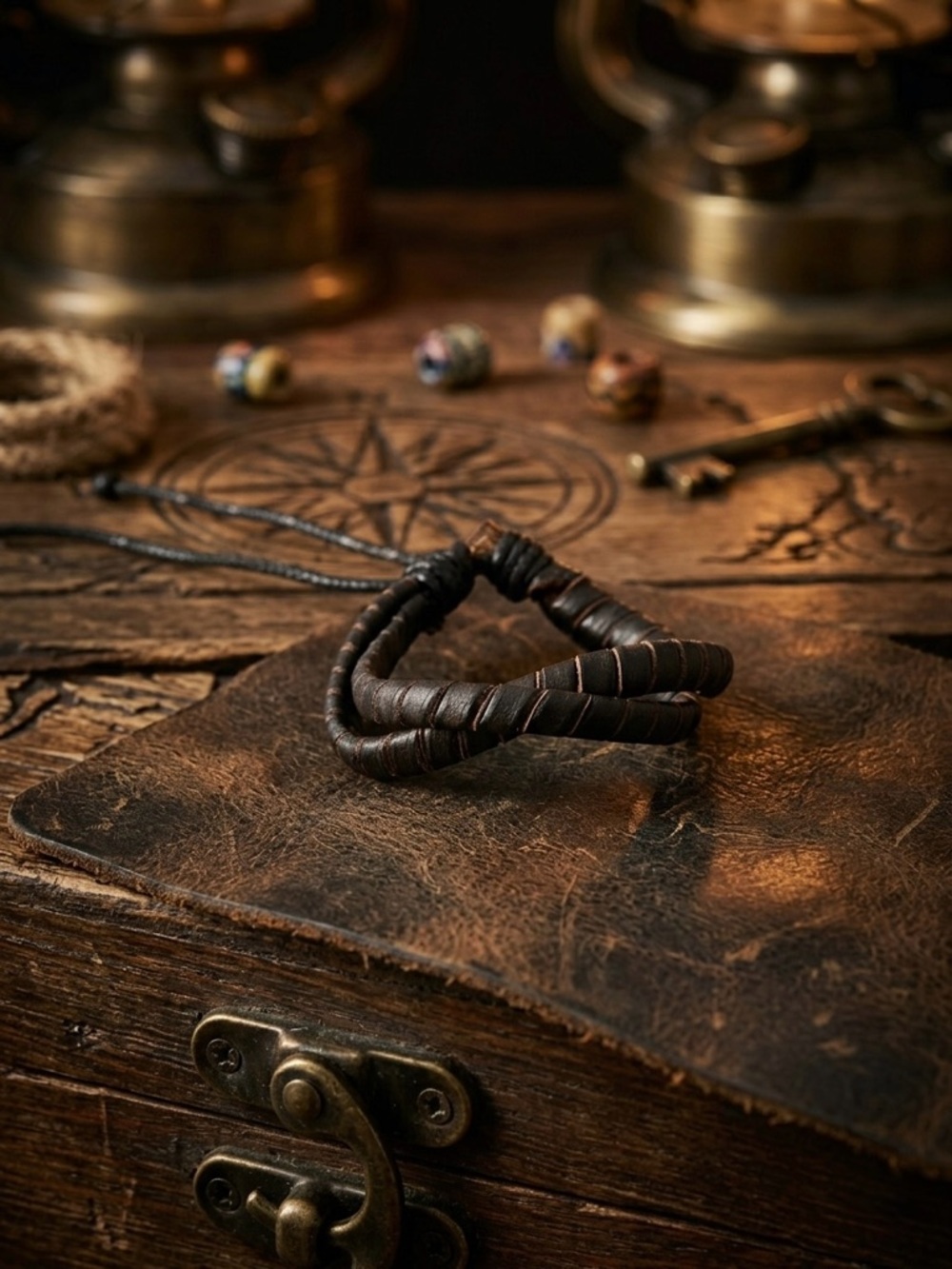 Hand Crafted Dark Brown Braided Leather Bracelet